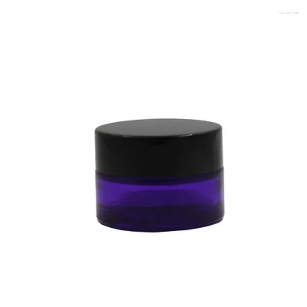 Bottiglie di stoccaggio 20G 30G 50G Vaso di vetro viola trasparente Contenitore per imballaggio cosmetico Bottiglia riutilizzabile da viaggio Coperchio nero Vasetti per crema per gli occhi 20 pezzi