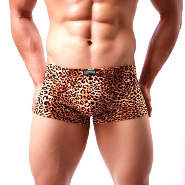 Herren Sexy Leopard Boxer Heiße Unterwäsche Badehose Exotische Wild Stil Höschen Männlich Weiche Atmungsaktive Bequeme Cueca Hombre