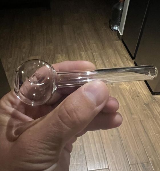 Imbuto da 4 pollici Pipa da fumo in Pyrex trasparente Tubi per bruciatore a olio in vetro Mini piccolo cucchiaio Pipa per tabacco Tubo dritto Pipa Accessori affumicati