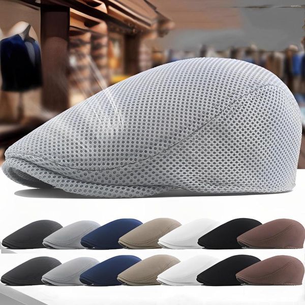 Visiere Berretti in rete traspirante da uomo Berretto casual da donna Berretto piatto Regolabile Sboy Style Gatsby Cappello con visiera Sole estivo