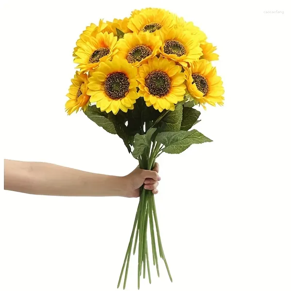 Fiori decorativi 45 cm girasole artificiale stelo lungo girasoli finti in seta decorazione autunno matrimonio festa nuziale decorazione del giardino di casa fiore