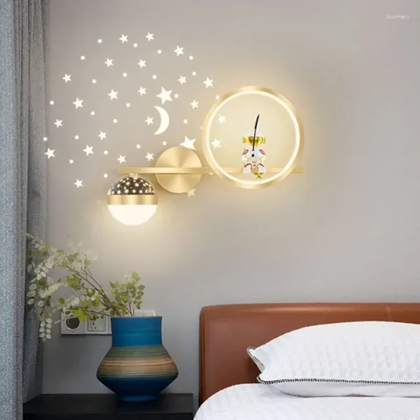 Lâmpada de parede criativa estrela luz quarto das crianças decoração cabeceira projetor iluminação corredor foyer lâmpadas