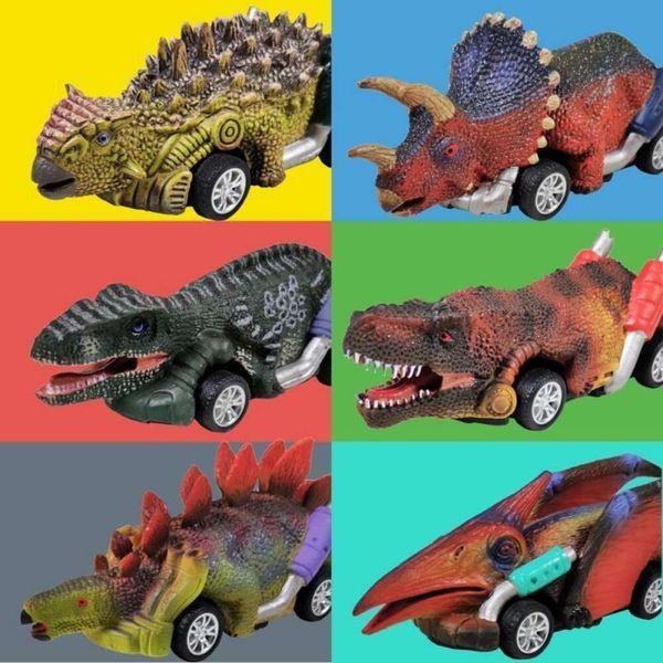 Nuovo giocattolo di dinosauro Tirare indietro auto Dino Cars realistiche Mini Monster Truck con pneumatici grandi Piccoli giocattoli di dinosauro per regalo di compleanno per bambini