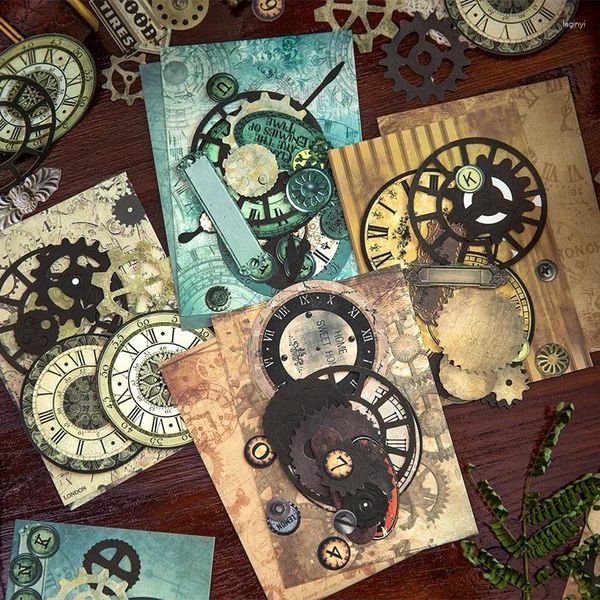 25 Pezzi Materiale Confezione Tempo Gear Scrittura Memo Orologio Sfondo Collage Notebook Decorazione Supporto Scrapbook 125 90MM