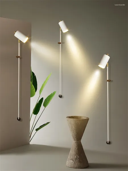 Настенные светильники, скандинавский белый длинный столб, вращающийся прикроватный светильник для спальни, бра для прохода в гостиной, декоративное светодиодное освещение