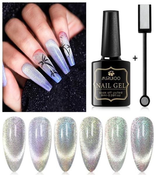 Kit per nail art MSRUIOO Set di gel Cat Eye 9D Magnete argento Corlorful Soak Off UV Design ibrido 8ML9900969