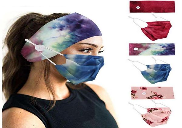 Maschera per il viso in cotone traspirante Ps Fascia per capelli Yoga Sport Bottone stampato Fascia elastica Maschere antipolvere Foulard Accessori Wholea01863934