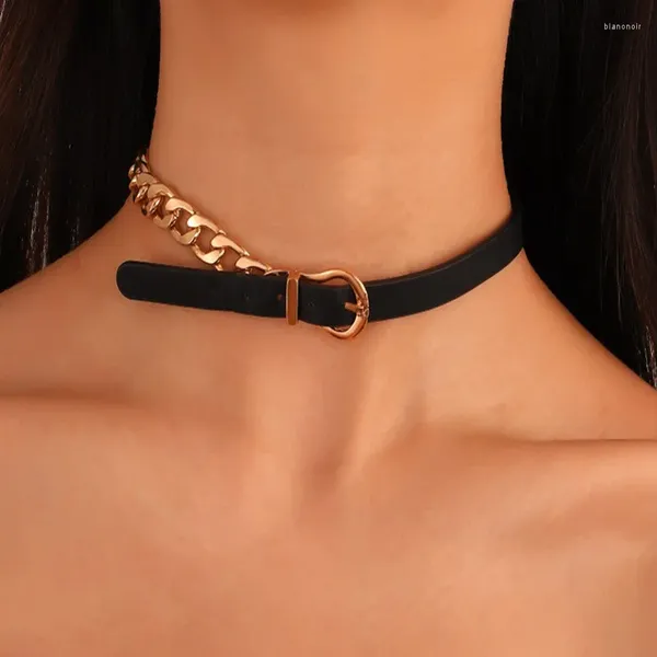 Choker Trend Schwarz PU Leder Gürtel Stil Halskette Für Frauen Persönlichkeit Punk Club Link Kette Schlüsselbein Kurze Gothic Schmuck Geschenke