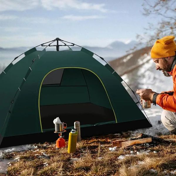 Tendas e abrigos ao ar livre camadas duplas pop up tenda rápida abertura automática praia camping 2 pessoas acessórios de viagem à prova d'água 231123