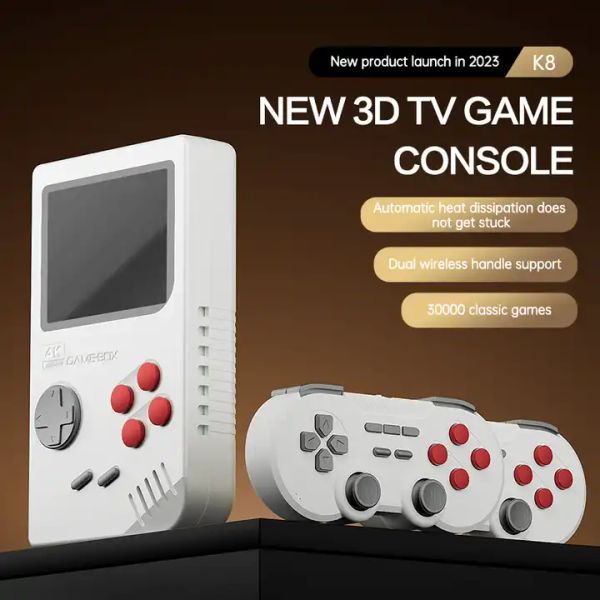 Console di gioco retrò K8 Console di gioco portatile 32/64/128 GB 4K HD MI 3D TV Console di gioco portatile con controller wireless 2.4G