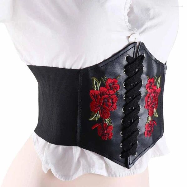 Cinture punk retro rose pattern pudurce in pelle vestito femminile femmina cummerbunds corsetto da donna cintura in cintura