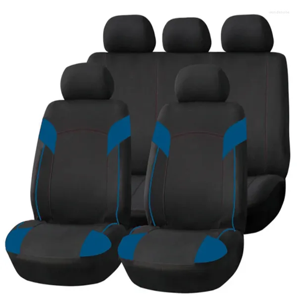 Capas de assento de carro 2/5 universal esponja bicolor poliéster respirável para acessórios interior caber a maioria suv van pista