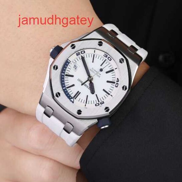 Ap Swiss Luxury Watch Royal Oak Offshore Series Автоматические механические часы для дайвинга Водонепроницаемая стальная резинка с дисплеем даты Часы для мужских часов Набор 15710st White Disc Blu