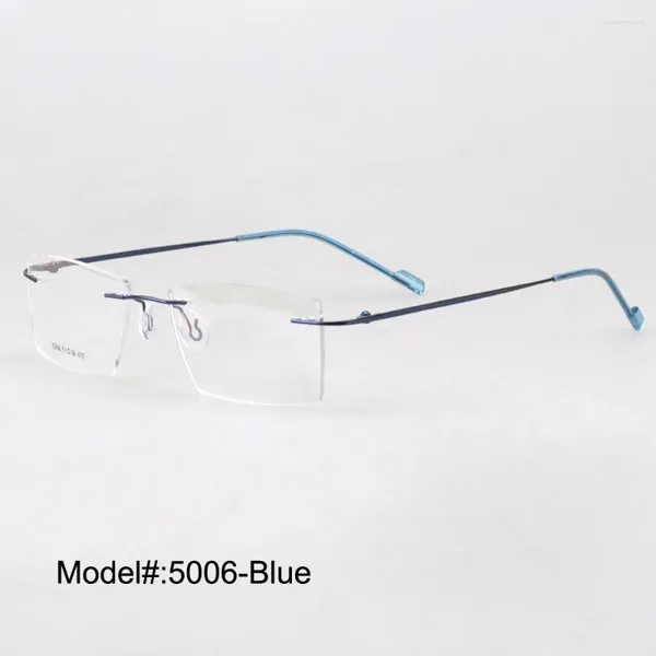 Sonnenbrillenrahmen Magic Jing Rimless Memory Metal Hinged RX Optical Prescription Spectacles Myopia 5006