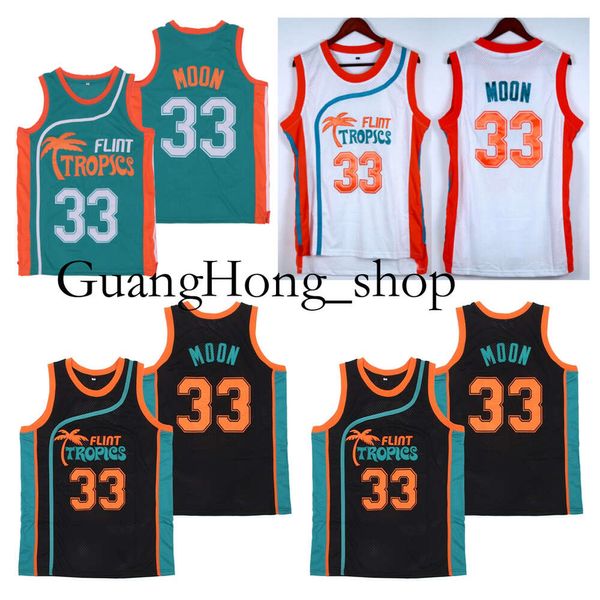 GH Jackie Moon Semi Pro Flint Tropics Movie College Basketball Jersey Verde Branco Preto Tamanho S-XXL