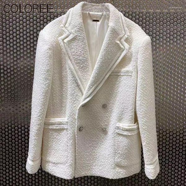 Giacche da donna 2023 Autunno Inverno Donna Moda coreana Blazer di tweed bianchi e bottoni eleganti Cappotto da ufficio Cappotto da donna Elegante Capispalla