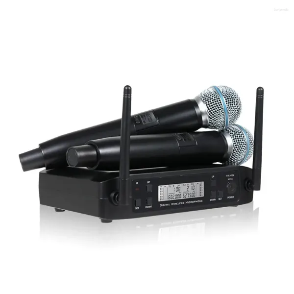 Mikrofonlar kablosuz mikrofon el tipi çift kanallı ultra yüksek frekans sabit dinamik karaoke düğün partisi