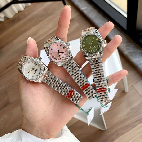 Designer coroa relógio masculino relógios de luxo relógio diário série calendário arco-íris círculo original fivela banda aço moda quartzo relógio feminino acessórios de moda