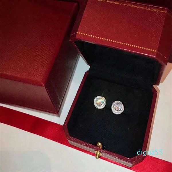 Orecchini classici a quattro artigli Orecchini a bottone con diamanti con processo placcato in argento 925 stella con gli stessi orecchini leggeri