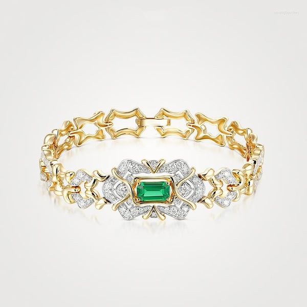 Braccialetti a maglie Bracciale con ciondoli in zirconi quadrati di cristallo verde elegante vintage per regali di gioielli da sposa per fidanzamento da donna