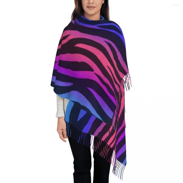 Sciarpe Neon Tiger Pattern Scialle Pashmina da donna Avvolge Sciarpa con frange Lunga e grande