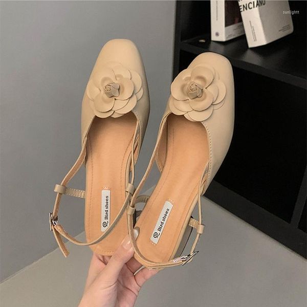 Sandalen 2023 Mode Damen Sommer Stöckelschuhe für Frau Karree Luxus Low Heels Damen Elegant Braun