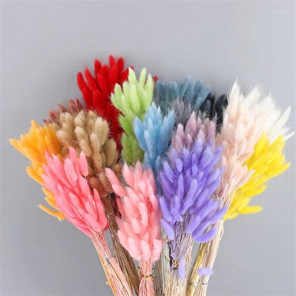 Flores decorativas 30 peças flores secas naturais cauda pampas buquê de grama real diy casa lembrança de casamento peça central de mesa