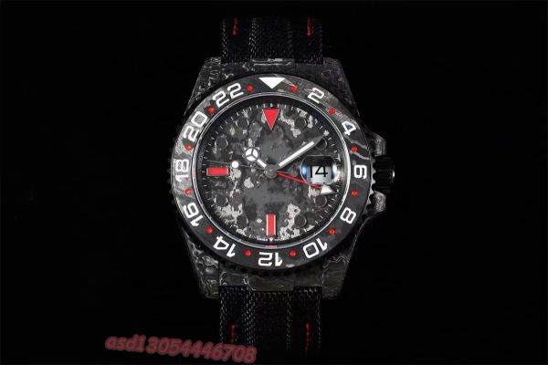 VS 2023New Ntpt Watch gmt Cassa in fibra di carbonio cinturino per orologio con cinturino duro e leggero orologi da uomo dall'aspetto
