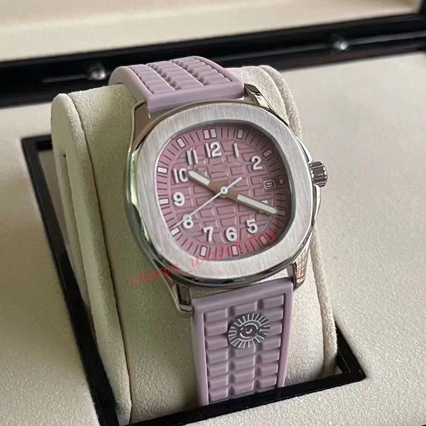 Reloj de lujo para mujer Reloj de lujo de diseñador Reloj con batería de cuarzo para mujer Reloj Nautilus para mujer Pulsera con banda de goma Reloj resistente al agua con zafiro brillante de diseñador