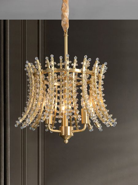 Полный медный хрустальные подвесные лампы Американская роскошная бронза подвесные подвесные светильники Европейский сияющий ар -деко -декора