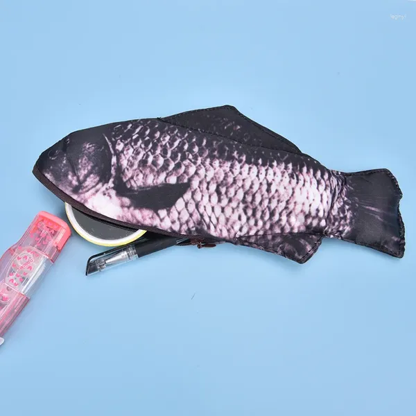 Caixa de lápis de peixe caneta caso escola presente divertido fonte saco suprimentos