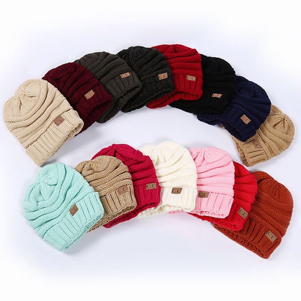 Mode Frauen Männer Winter Gestrickte Wolle CC Hüte Caps Label Warme Skullies Beanies Unisex Erwachsene Casual Hut Sport Casual Cap fabrik Großhandelspreis