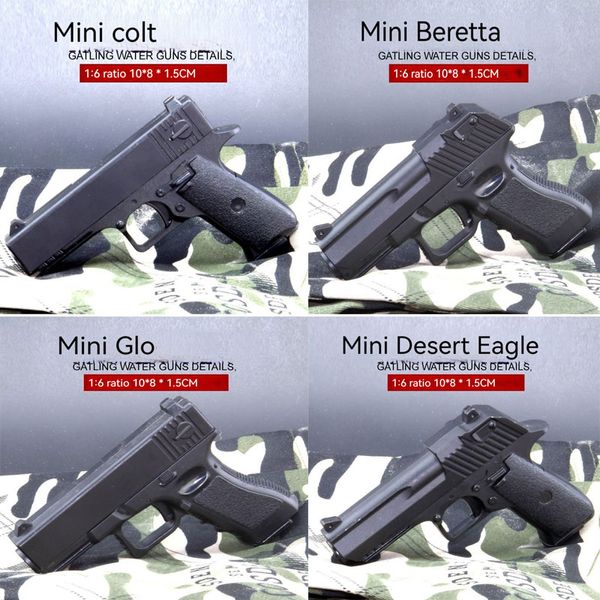 MINI Liga Pistola Armas de Metal Desert Eagle Beretta Colt Modelo Revólver Armas em Miniatura com Caixa Shoot Soft Bullet Armas de Brinquedo para Adultos Coleção Crianças Meninos Presentes