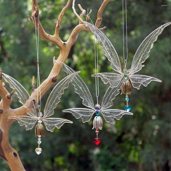 Decorações de jardim Fairy Butterfly Angel SunCatcher Creative Wind Chime Epoxy Windbell pendurado pendente para