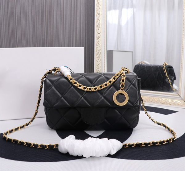Luxury Black Sheepskin Designer Crossbody black crossbody purse with Allets - 24x15cm