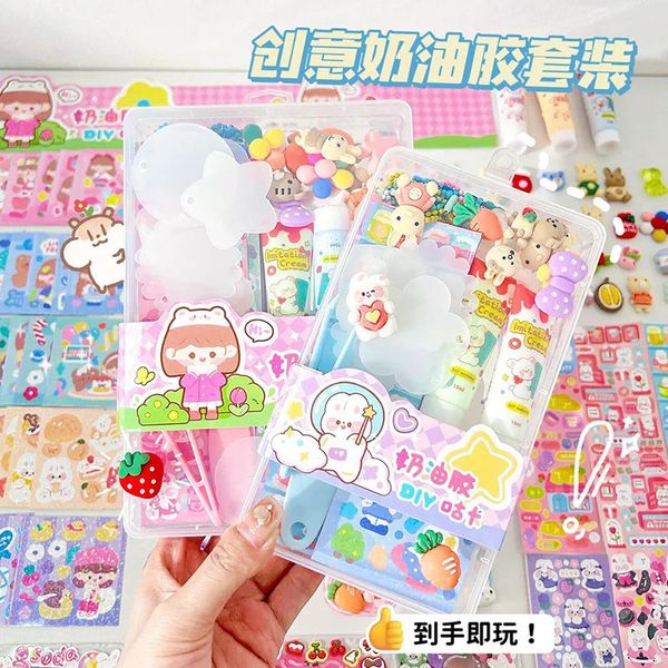 Crianças brinquedos adesivos crianças creme gooka adesivos conjunto kawaii diy artesanal gooka placa ferramentas moda guka adesivos para meninas presentes de aniversário 231122