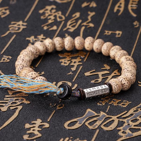 Charm Bilezikler El Yapımı Xingyue Bodhi Tohum Boncuk Bilezik Erkekler İçin Tibet Pamuk İplik Şanslı Knots Altı Ture Kelime