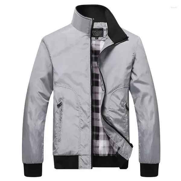 Herrenjacken Frühling Herbst Mode Vielseitige Oberbekleidung Stehkragen Solide Slim Fit Freizeitjacke Große Größe Outdoor-Sportmantel