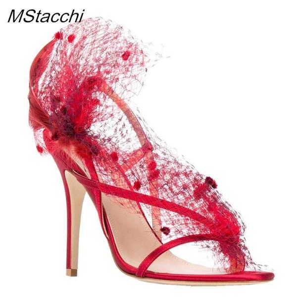 Neue Sandalen Star Style Runway Damen Mesh Open Toe Sexy Thin High Heel Damen Pumps Sommer Rot Stiletto Damen Kleid Schuhe 230406