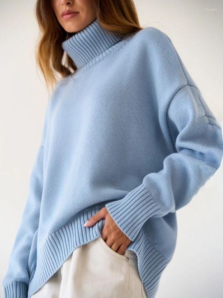 Kadın Sweaters Düz Renkli Buzlu Bultlenek Sonbahar Kış Gevşek Triko Gömlek Zarif Mizaç Kazak Büyük Boy Siyah Beyaz Külot