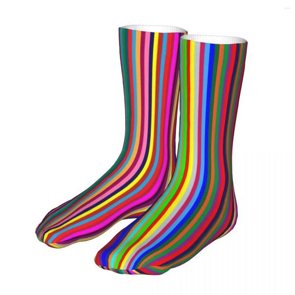 Мужские носки женские в полоску в стиле Харадзюку, разноцветные, яркие цвета, с красочным рисунком, весна, лето, осень, зима