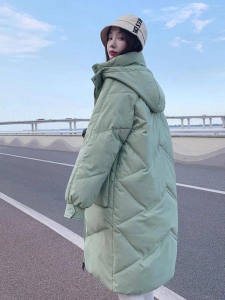 Trench da donna 2023 Inverno americano stile retrò Zipper Parka caldo spesso tinta unita giacca per le donne Capispalla casual moda vintage