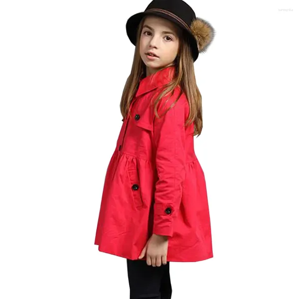 Cappotto Trench classico per bambini Giacca di transizione monopetto da ragazza con cappuccio Giacca a vento da principessa Capispalla per l'estate/primavera