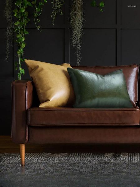 Travesseiro encosto de sofá de couro sala de estar americano luz luxo cintura quadrada núcleo