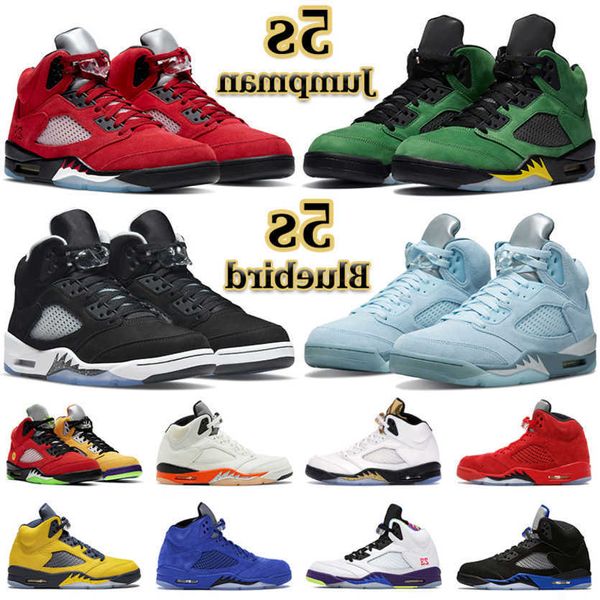 Com Box Jordns Basketball Shoes Men 5s Jumpman Bluebird Red Red 5 Stealth 2.0 O que o cimento branco Campa Blue Blue Quai 54 Moda Moda Esportes Zapatos