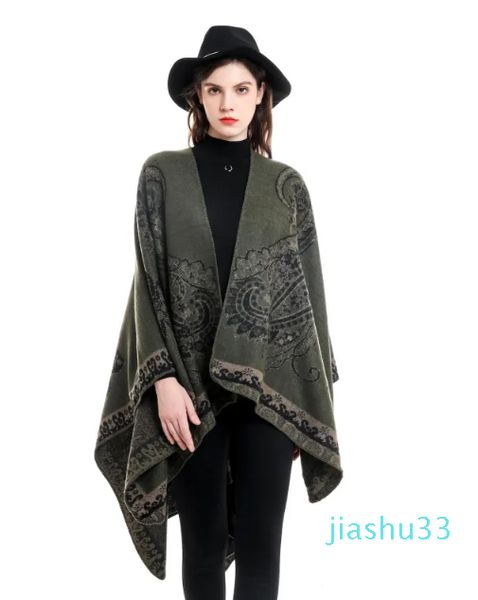 Schals Frauen Kaschmir Gefühl Ethnische Schal Dame Doppelseitige Winter Cape Frühling Herbst Retro Einzigartige Strickjacke Weiche Große Decke Großhandel