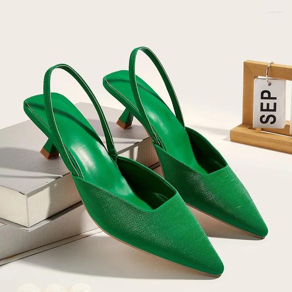 Sandali ZOOKERLIN Moda Décolleté da donna Estate Sexy Slingback Tacchi alti Eleganti scarpe da sposa a punta Fascia elastica Verde