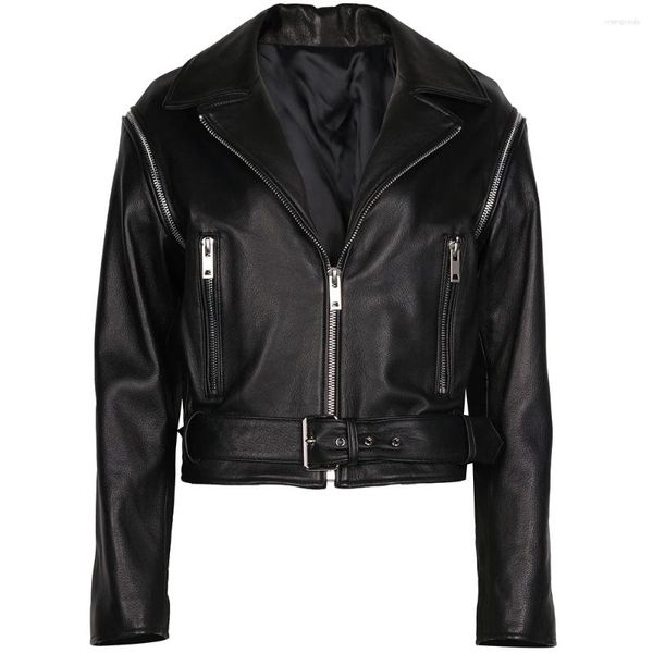 Yoloagain couro feminino 2023 outono oversized grosso jaqueta feminina de alta qualidade preto moto biker senhoras