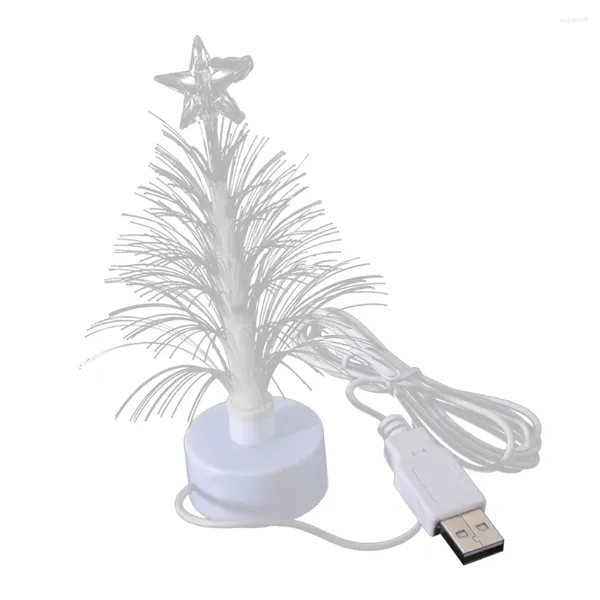 Decorações de Natal Árvore de fibra óptica Lâmpadas de luz LED LED Night Mudança de mesa decorativa cor Decorusb Xmas de mesa de mesa Mini Mini