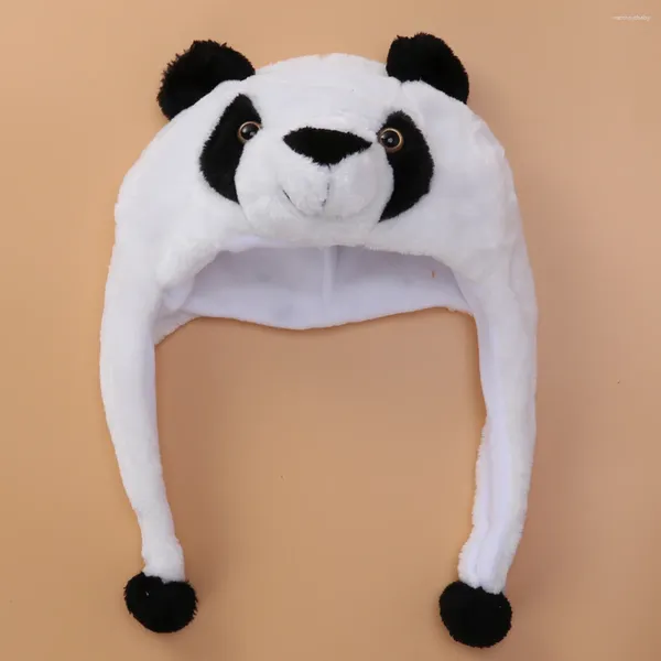 Baskenmütze, bezaubernder Tierhut, Plüsch-Ski-Stil, Panda-Cartoon, Ohrenklappen-Kapuze, für Kinder und Erwachsene (weiß)
